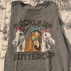 Stylish Gray Horse Graphic Tee